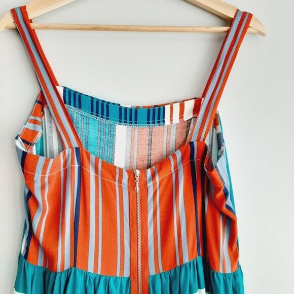 GYPSIES & MOONDUST Stripe Pattern Light Fit & Flare Dress Red White & Blue Sz L - Picture 9 of 15